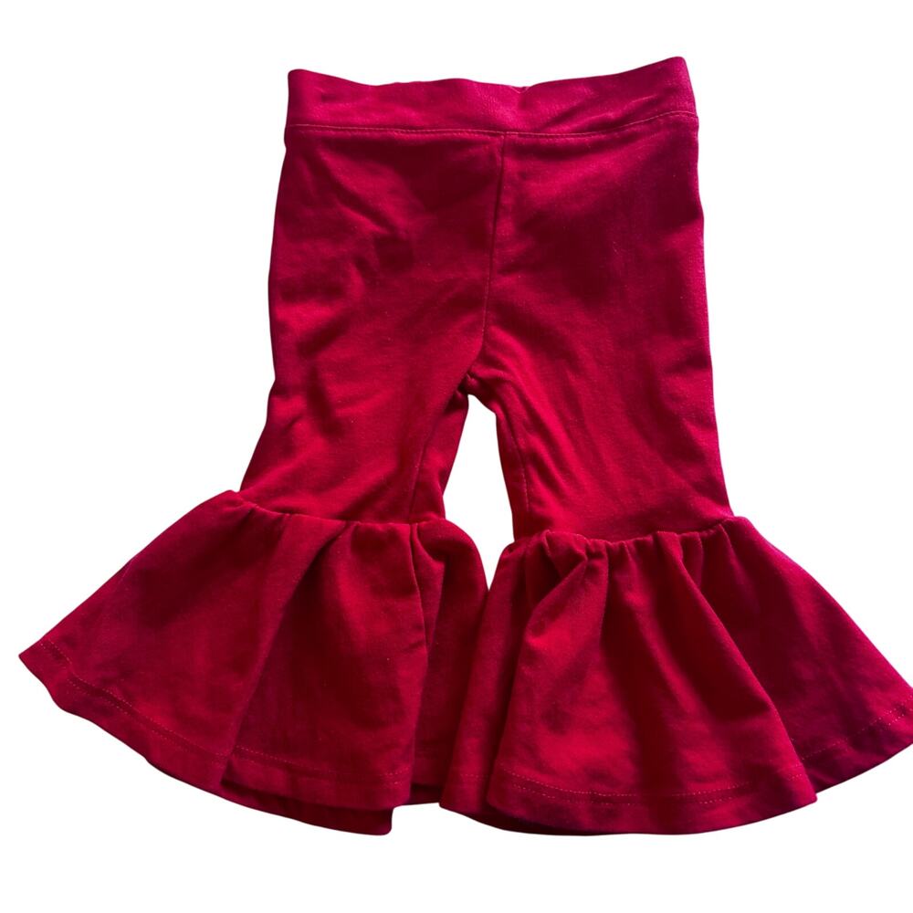 Baby Essentials  Red Bell Bottom Leggings -(6 Months)